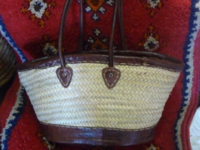 Palm tree leaf basket