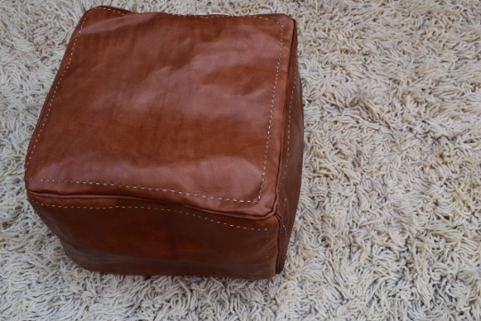 Cube leather pouf