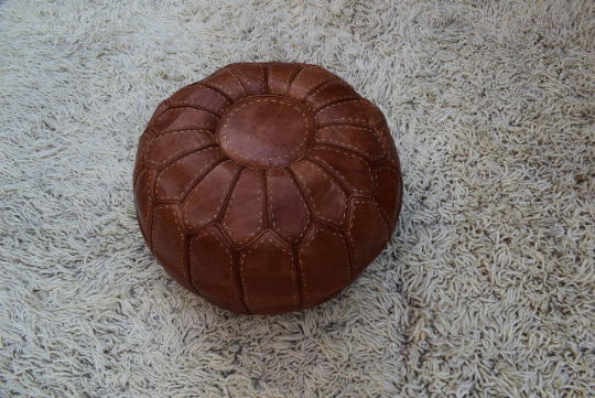 Leather pouf hand stiched