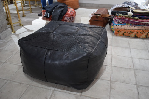 Leather poufs